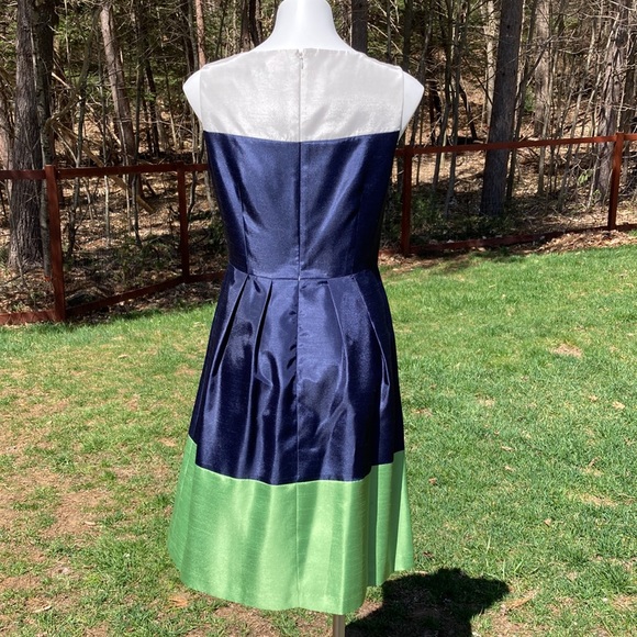 Jessica Howard vibrant white/navy/warm green panel fit and flare size 8 - Picture 4 of 6